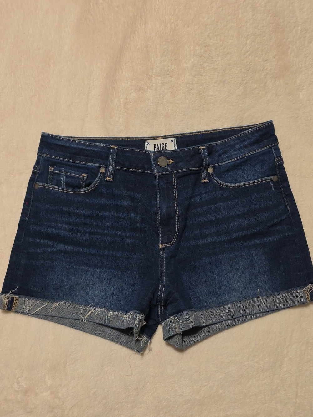 PAIGE Jimmy Jimmy Indigo Roll-Cuff Denim Shorts